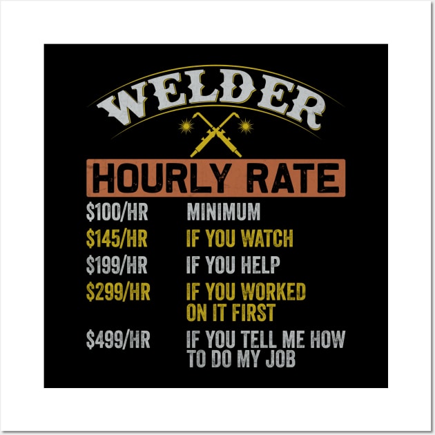 Welder Hourly Rates Funny Welding Quotes Wall Art by Visual Vibes